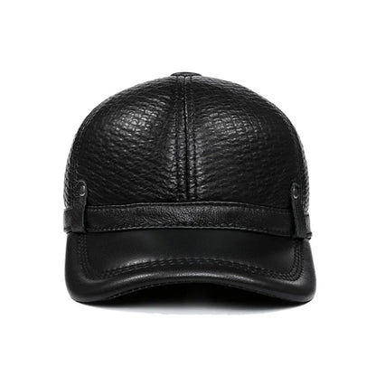 Nottingham Black Genuine Leather Baseball Cap