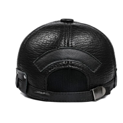 Nottingham Black Genuine Leather Baseball Cap