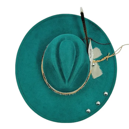 Poker of Aces Feathers Suede Fedora Hat