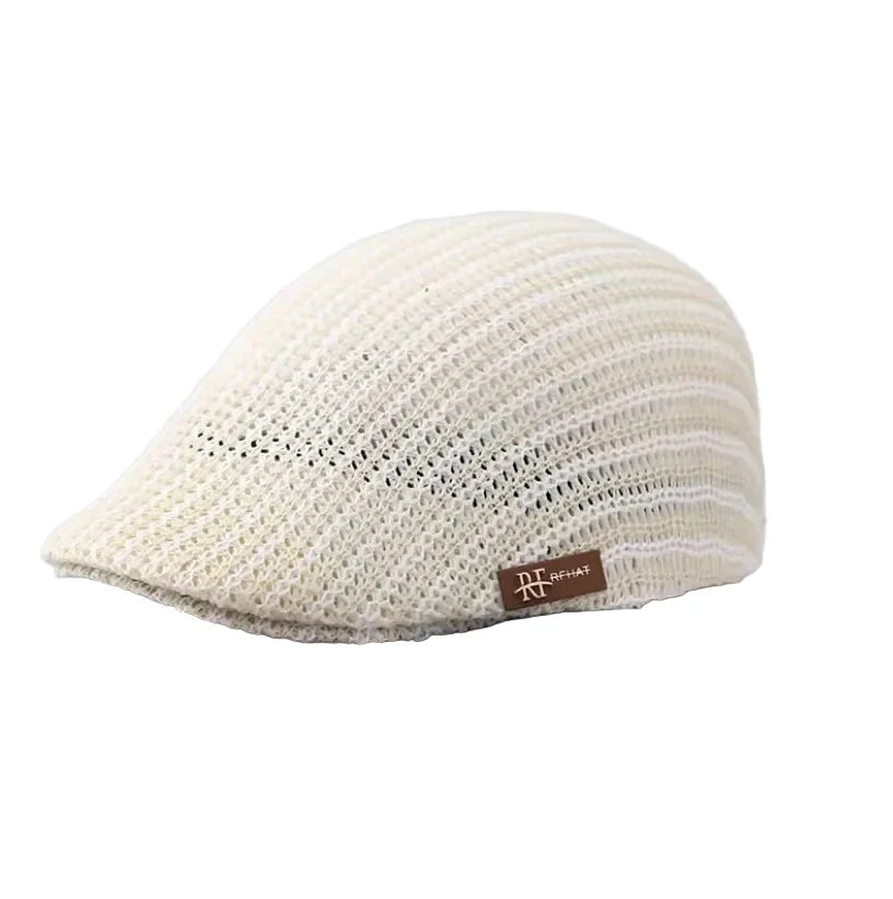 Recife Summer Striped Linen Flat Cap