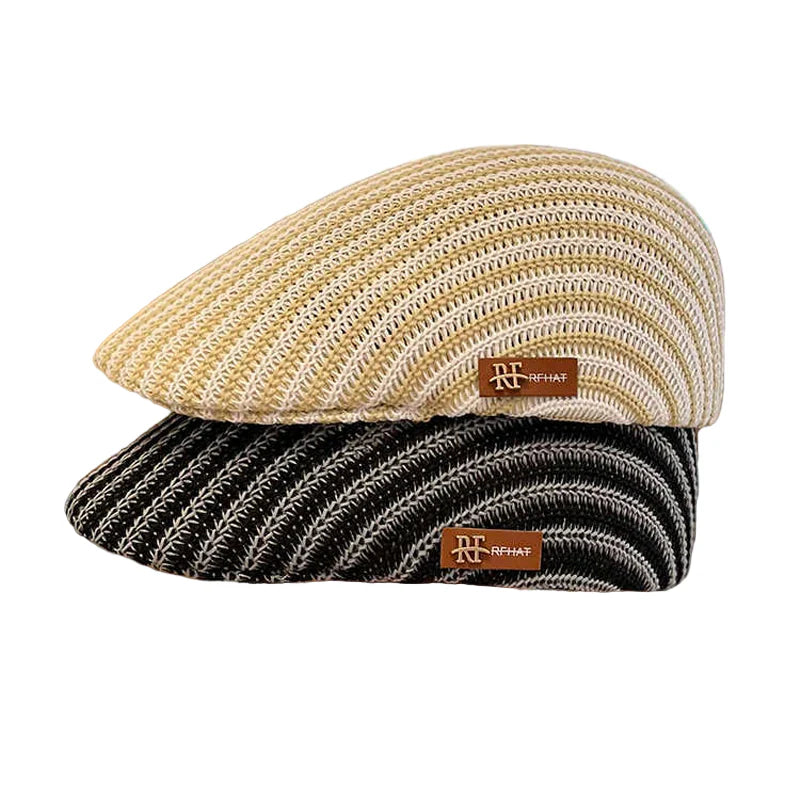 Recife Summer Striped Linen Flat Cap