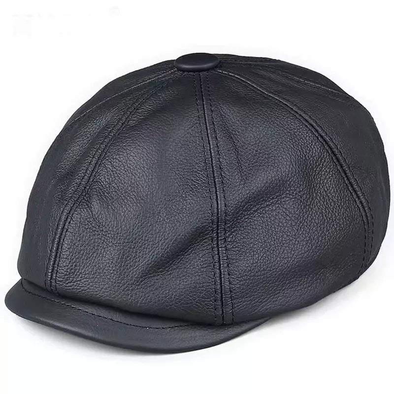 Rivette Genuine Leather Newsboy Cap
