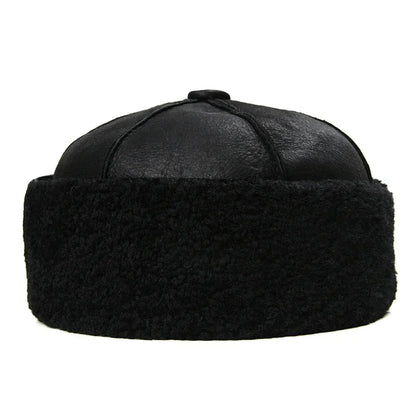 Russian Wool Lined Genuine Leather Docker Cap