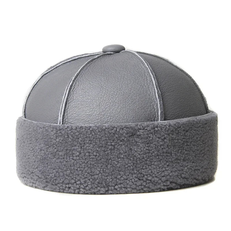 Russian Wool Lined Genuine Leather Docker Cap