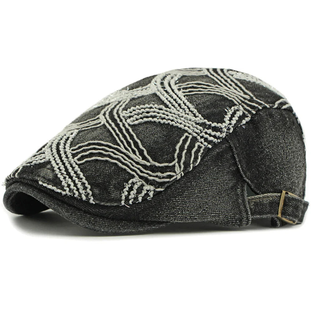 Sea Waves Denim Flat Cap