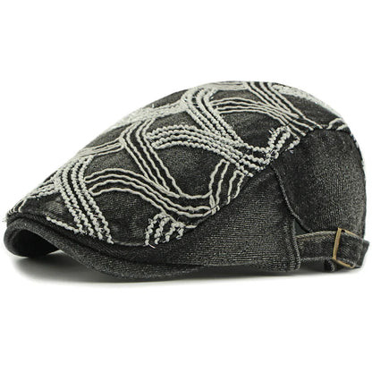 Sea Waves Denim Flat Cap