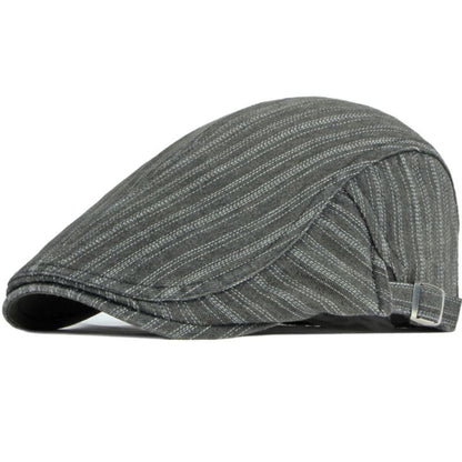 Sook Striped Denim Flat Cap