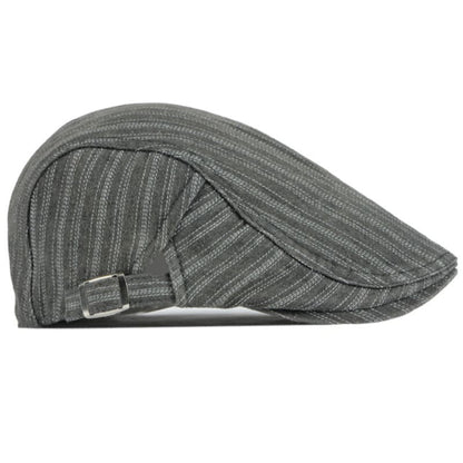 Sook Striped Denim Flat Cap