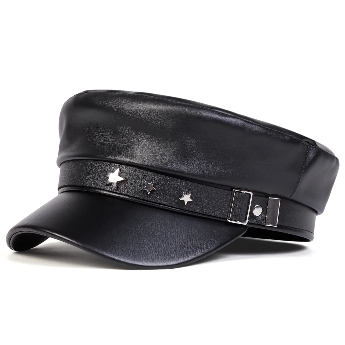 Stars Leather Breton Sailor Cap