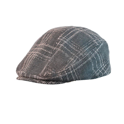 Swansea Gray Plaid Linen Flat Cap