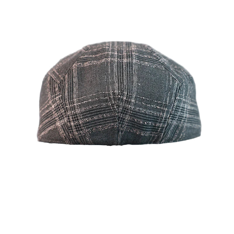 Swansea Gray Plaid Linen Flat Cap