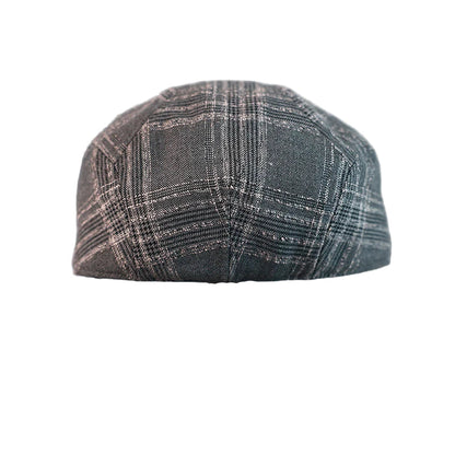 Swansea Gray Plaid Linen Flat Cap