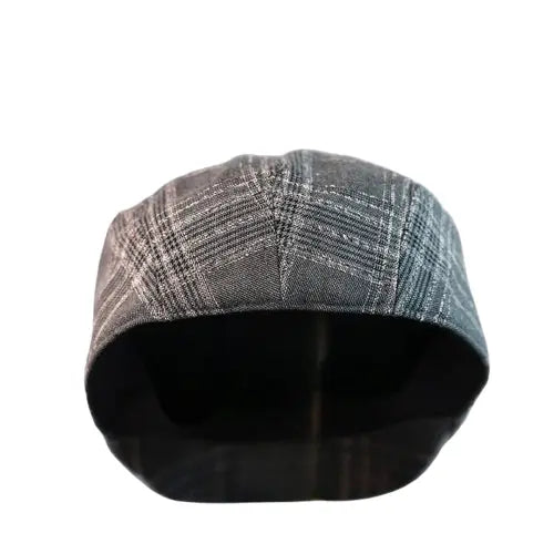 Swansea Gray Plaid Linen Flat Cap