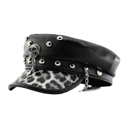 The Steampunk Death Black Leather Sailor Cap