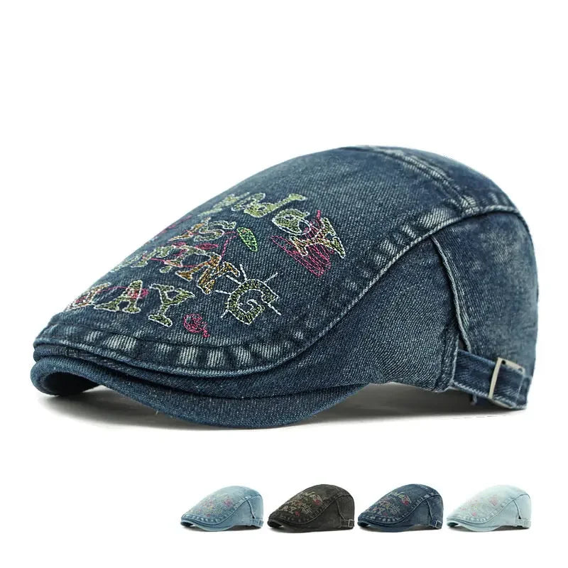 Today is Boring Day Denim Flat Cap