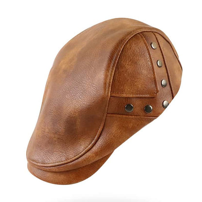 William Leather Duckbill Flat Cap