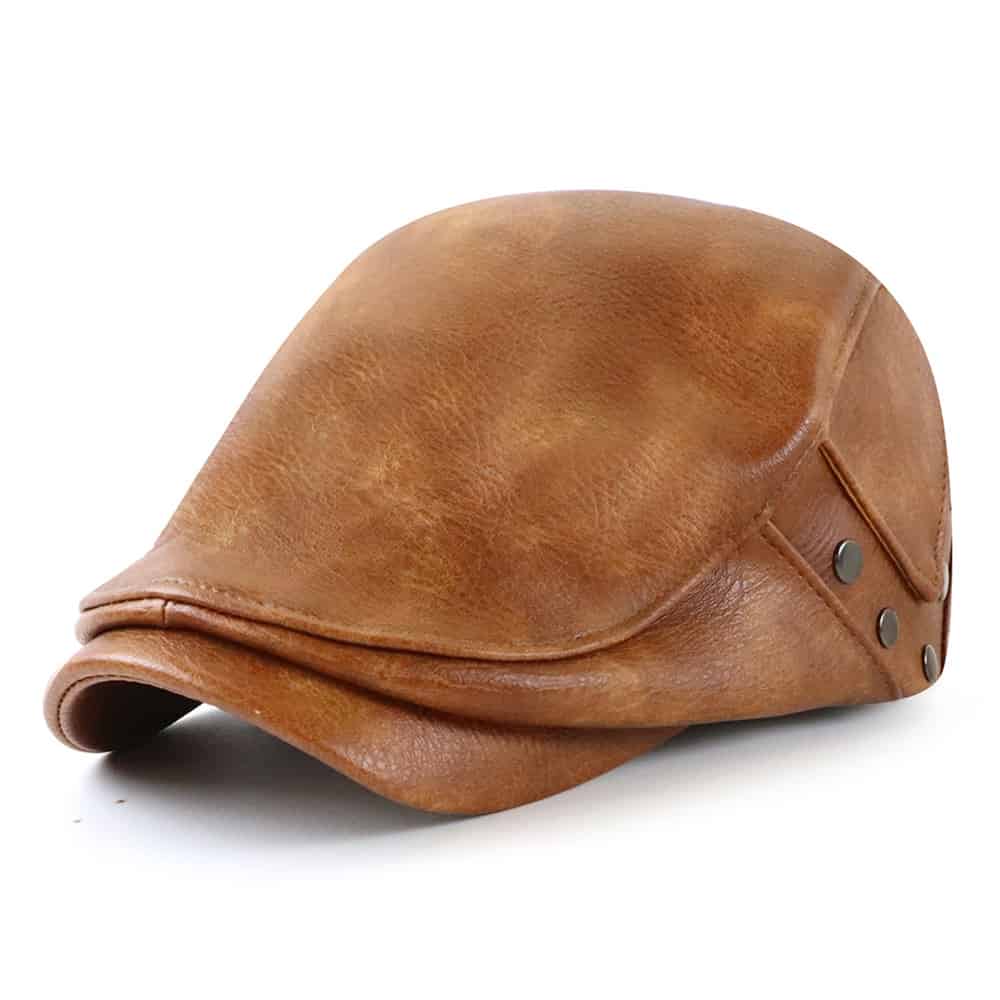 William Leather Duckbill Flat Cap