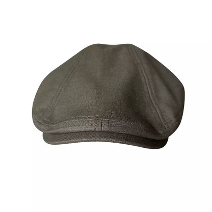 Winston Army Green Linen Flat Cap