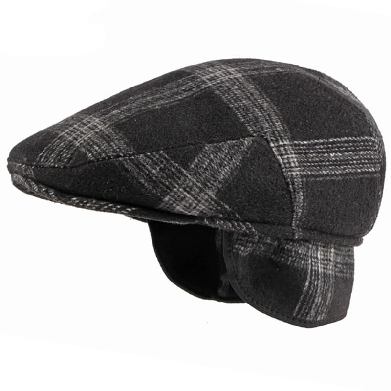 Winter Plaid Earflaps Flat Cap
