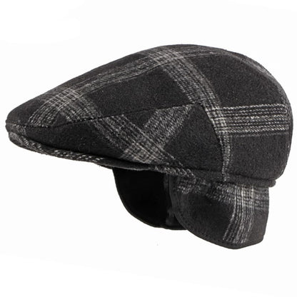 Winter Plaid Earflaps Flat Cap