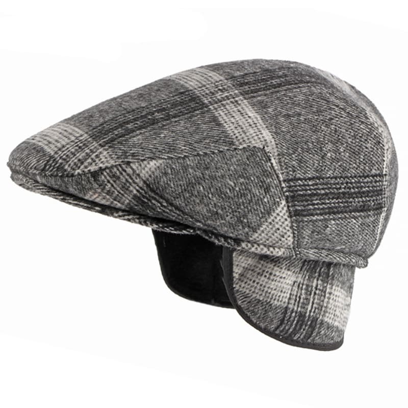 Winter Plaid Earflaps Flat Cap