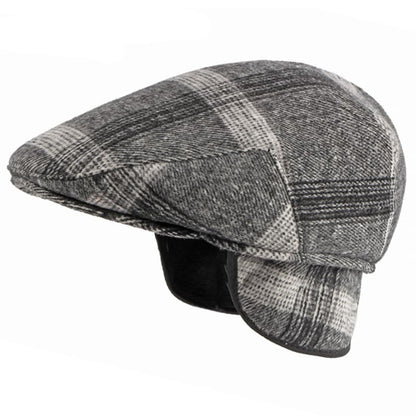 Winter Plaid Earflaps Flat Cap