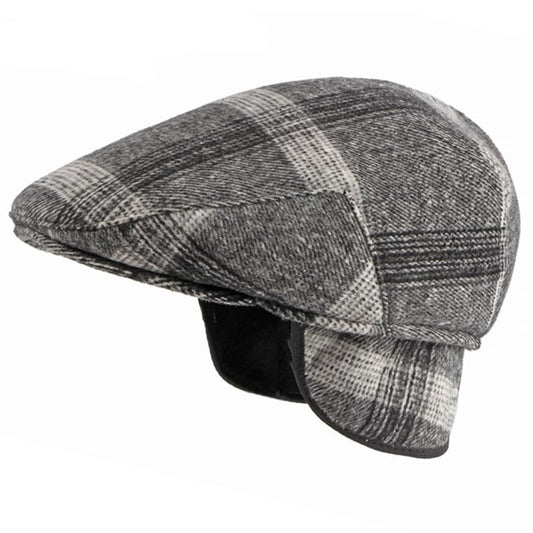 Winter Plaid Earflaps Flat Cap