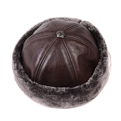 Winter Russian Fur Genuine Leather Docker Cap