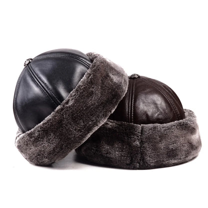 Winter Russian Fur Genuine Leather Docker Cap