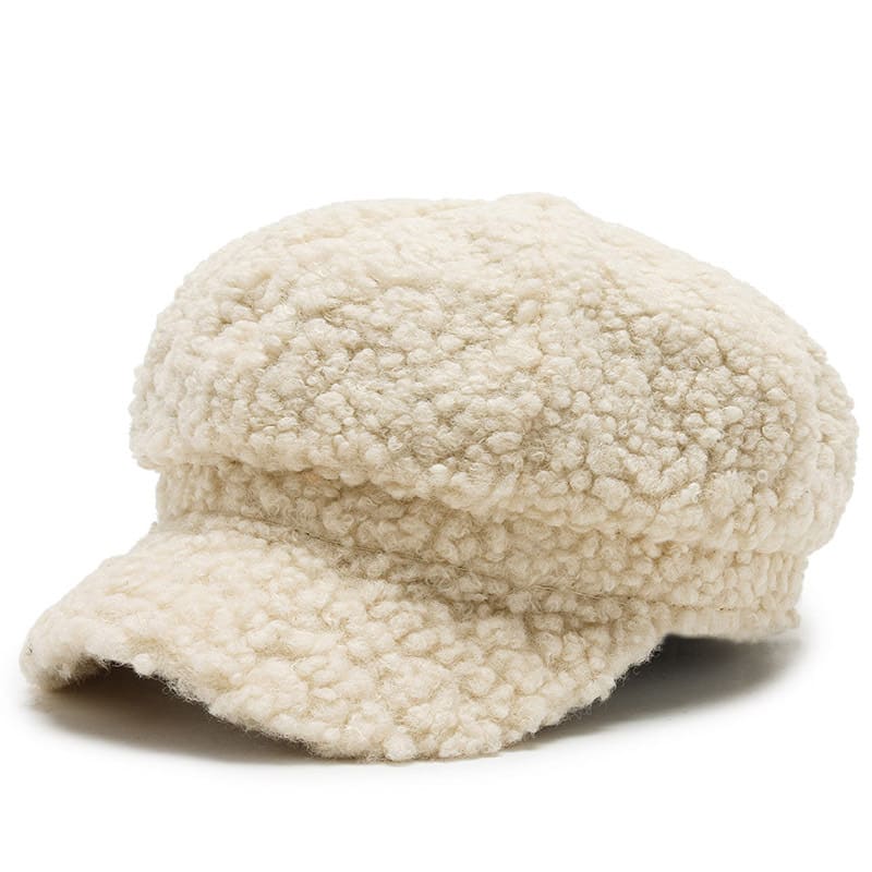 Women Winter Furry Newsboy Cap