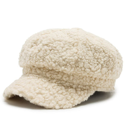 Women Winter Furry Newsboy Cap