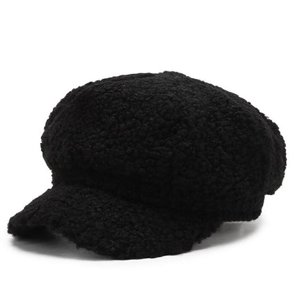 Women Winter Furry Newsboy Cap
