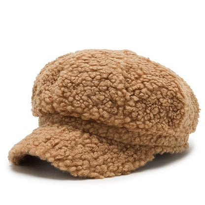 Women Winter Furry Newsboy Cap