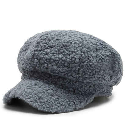 Women Winter Furry Newsboy Cap