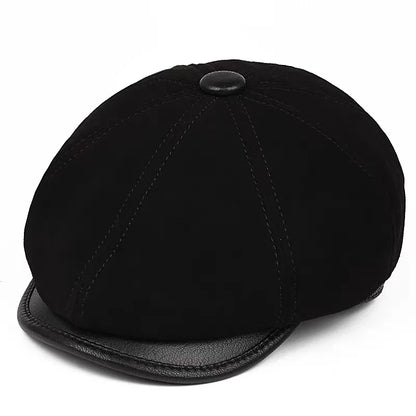 Woolton Genuine Suede Leather Newsboy Cap