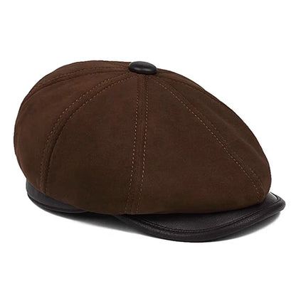Woolton Genuine Suede Leather Newsboy Cap