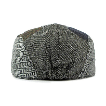 Davison Gray Herringbone Patchwork Flat Cap