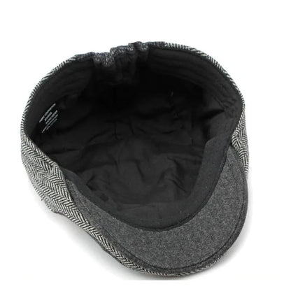 Davison Gray Herringbone Patchwork Flat Cap