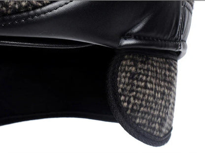 Murphy Earflaps Cotton & Leather Flat Cap