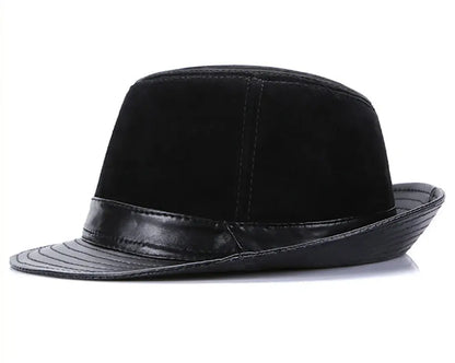 Rotterdam Genuine Leather Suede Fedora Hat
